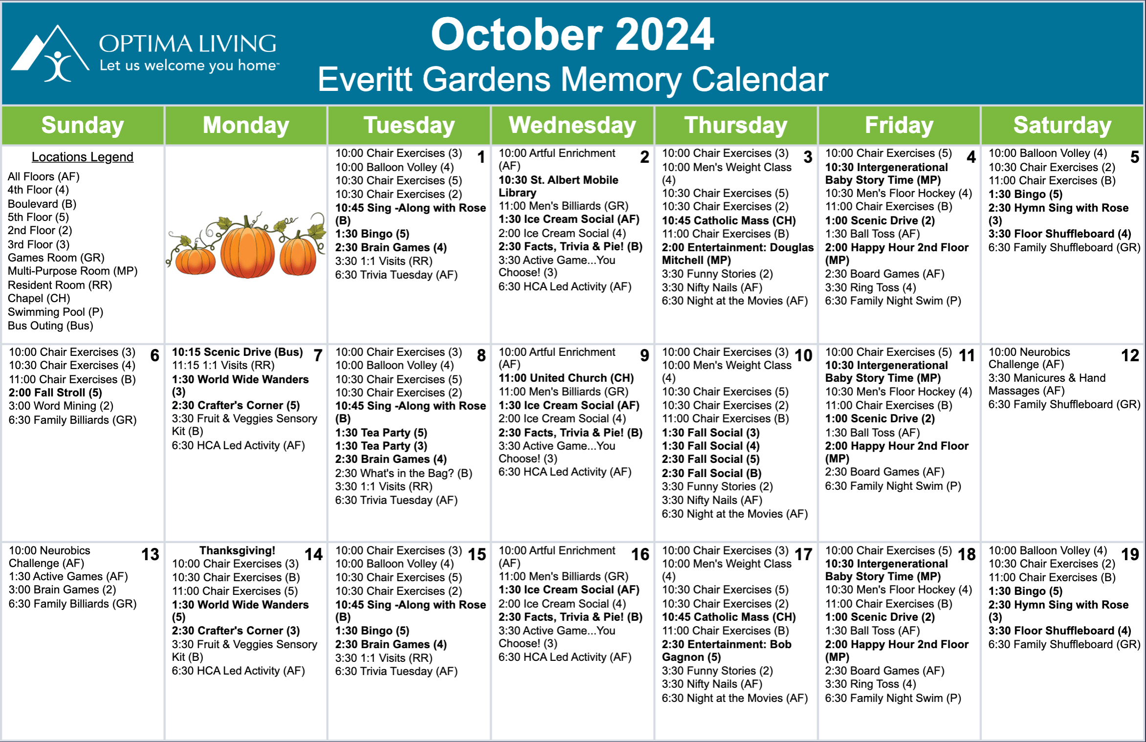 Everitt Gardens October 1 - 19 2024 MC event calendar