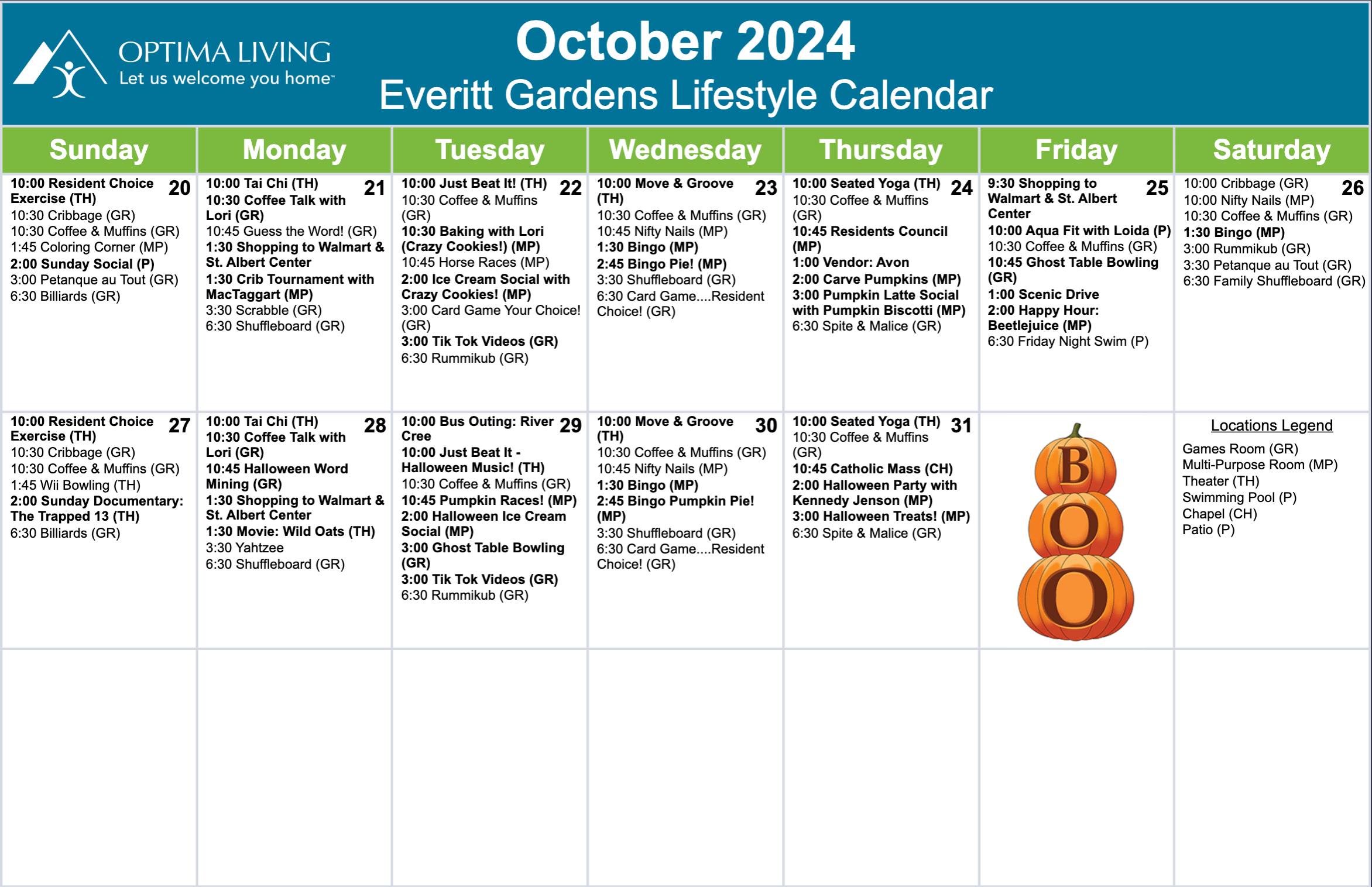 Everitt Gardens October 20 - 31 2024 Lifestyle event calendar